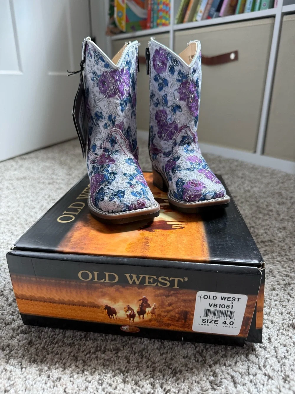 OLD WEST TODDLER GIRLS' FLOWER GIRL WESTERN BOOTS - BROAD SQUARE TOE